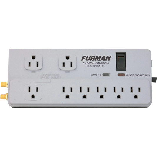 15A 8 Outlet Surge Suppressor Strip (PST-2+6) - Furman Power Conditioner, Voltage Regulator, Home Theater Power 1