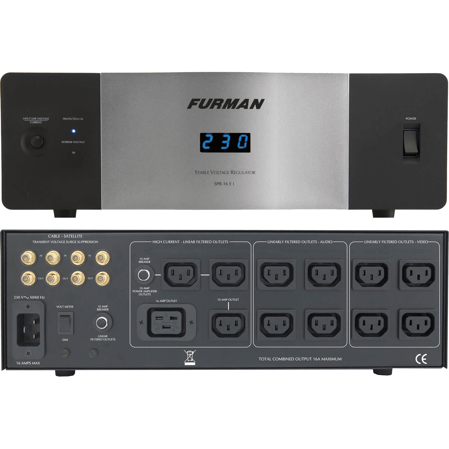 16A Reference Voltage Regulator, 230V (SPR-16 E I) - Furman Power Conditioner, Voltage Regulator, Home Theater Power - 2