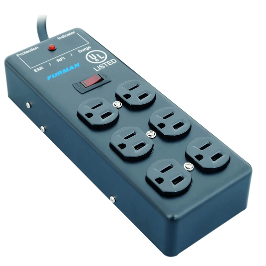 6 Outlet, 2x3 Metal Chassis Surge Suppressor Strip (SS-6B) - Power Conditioner, Voltage Regulator, Home Theater Power - 2