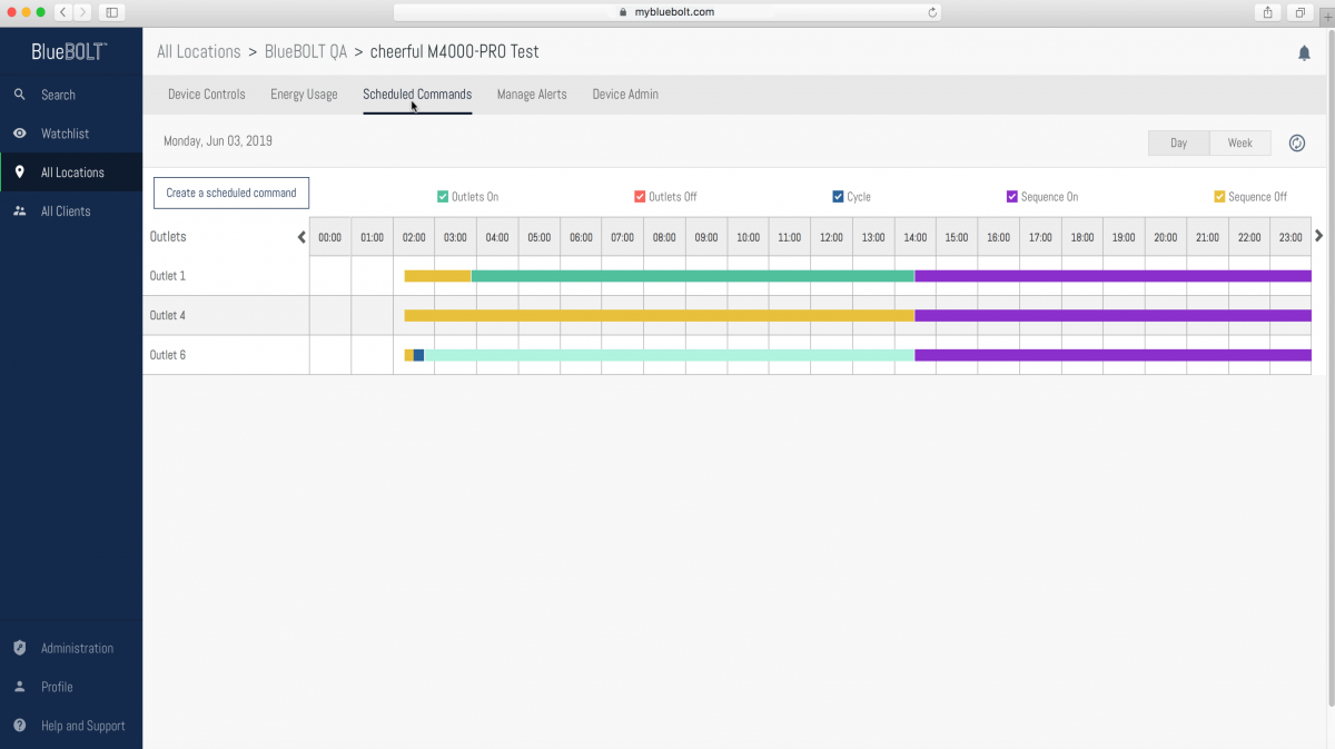 Screenshot Schedule Power Conservation